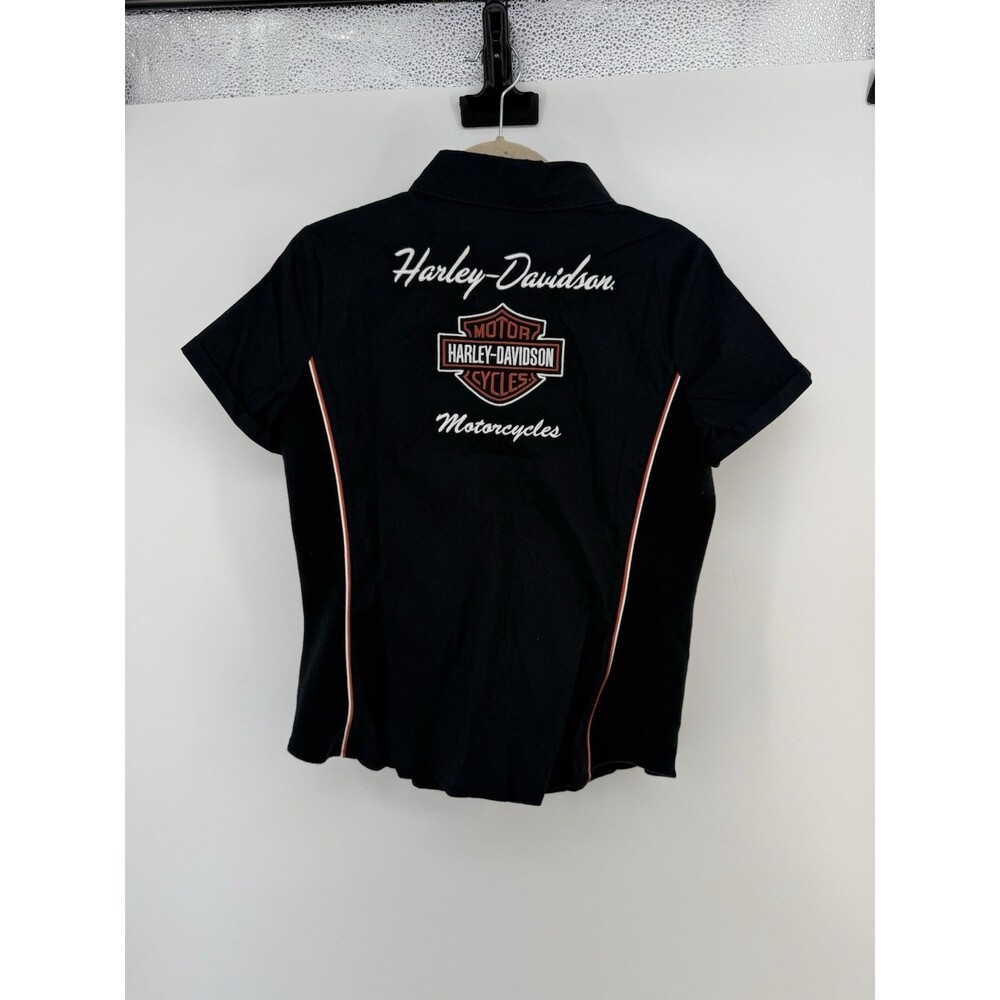 Harley Davidson Women's Short Sleeve Button Up Mechanic Style Shirt L 99023-23VW - Picture 5 of 13